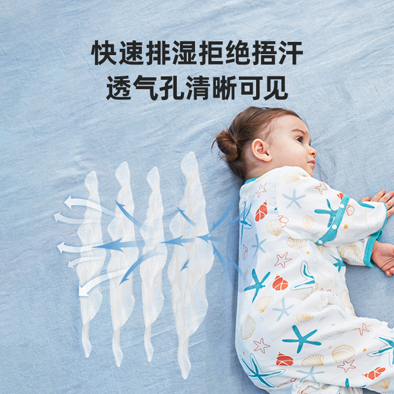 弹棉匠睡袋婴幼儿春秋夏小童儿童纱布防踢被神器分腿宝宝四季薄款