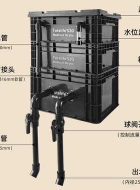 鱼缸过滤器周转箱上置滴流盒水循环外置过滤桶鱼盆鱼池过滤箱黑色