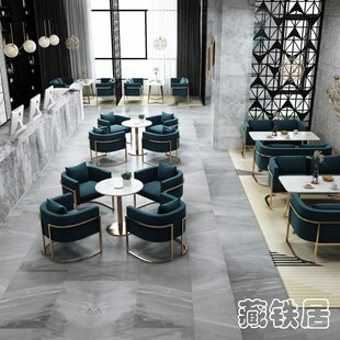 北欧简约休闲洽谈小圆桌奶茶店售楼处部沙发谈判接待一桌四椅组合
