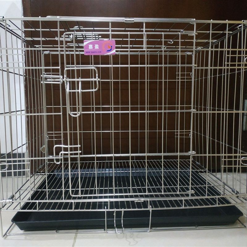 嘉盈不锈钢狗笼折叠狗笼子猫笼宠物笼猫狗日用品兔笼鸽子笼配托盘
