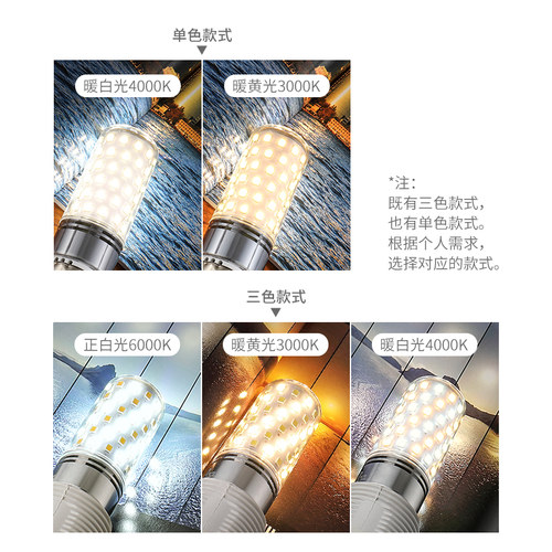 led灯泡护眼节能超亮灯芯e27e14螺纹口替换光源10W三色玉米灯家用