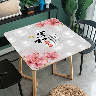 3D立体方形茶几床头柜桌布餐桌垫网红防水防油防烫免洗加厚软玻璃