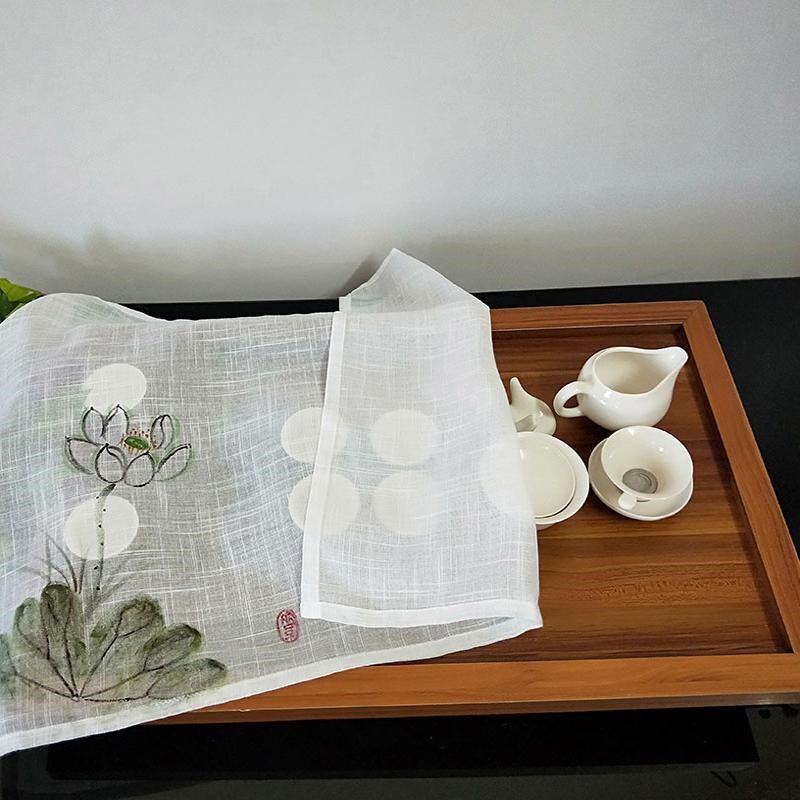 茶具盖布防尘长方形中式手绘禅意茶台茶杯茶盘盖巾家电豆浆咖啡机
