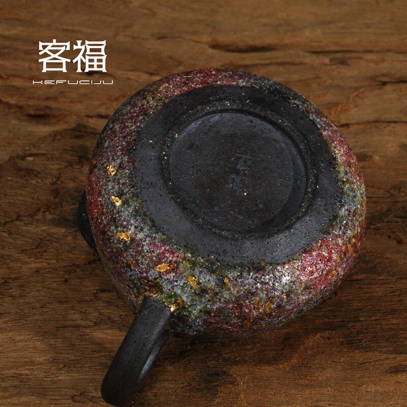 客福日式岩矿茶壶高越纯手工铁胎泡茶器家用功夫茶具创意球孔单壶