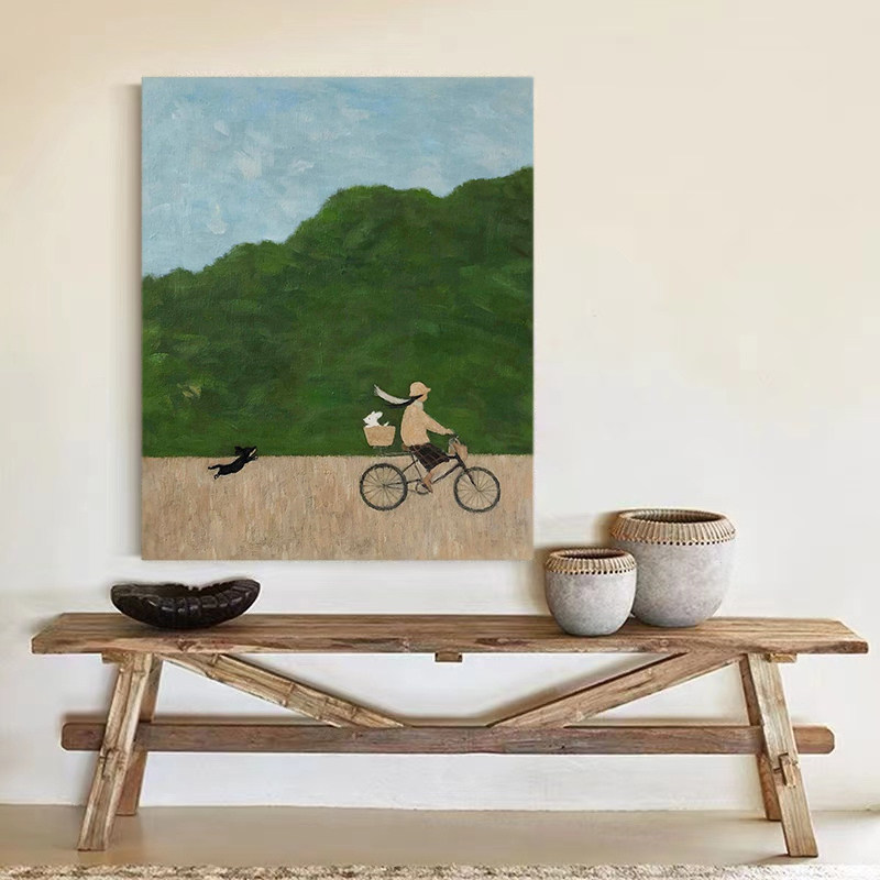 HW.ART纯手绘油画《山间》客厅背景墙高级感挂画玄关装饰画纯手工