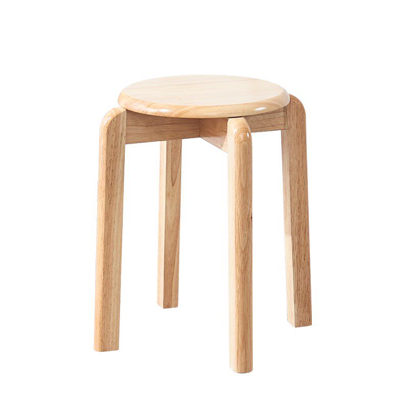 实木圆凳组装凳子家用成人餐桌凳橡木圆凳叠摞凳创意凳化妆凳储存