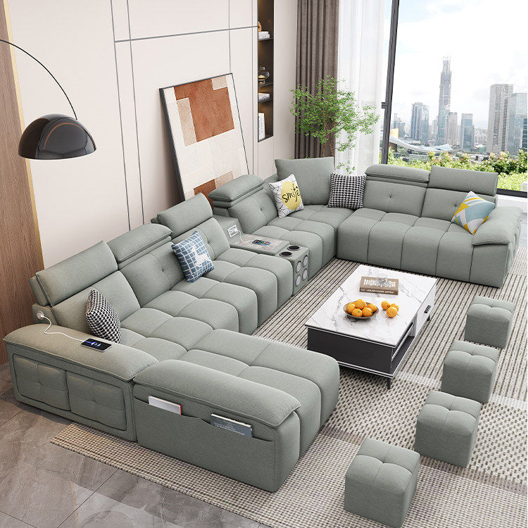 华意空间北欧猫抓皮雪尼尔沙发简约客厅大小户型组合多直排贵妃布