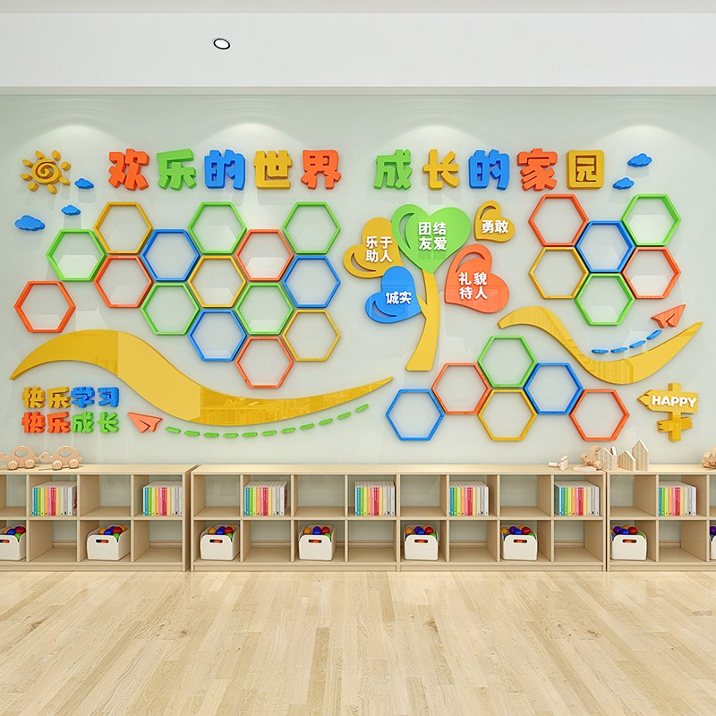 幼儿园墙面装饰画班级布置我们的风采照片展示墙卡通儿童创意贴纸