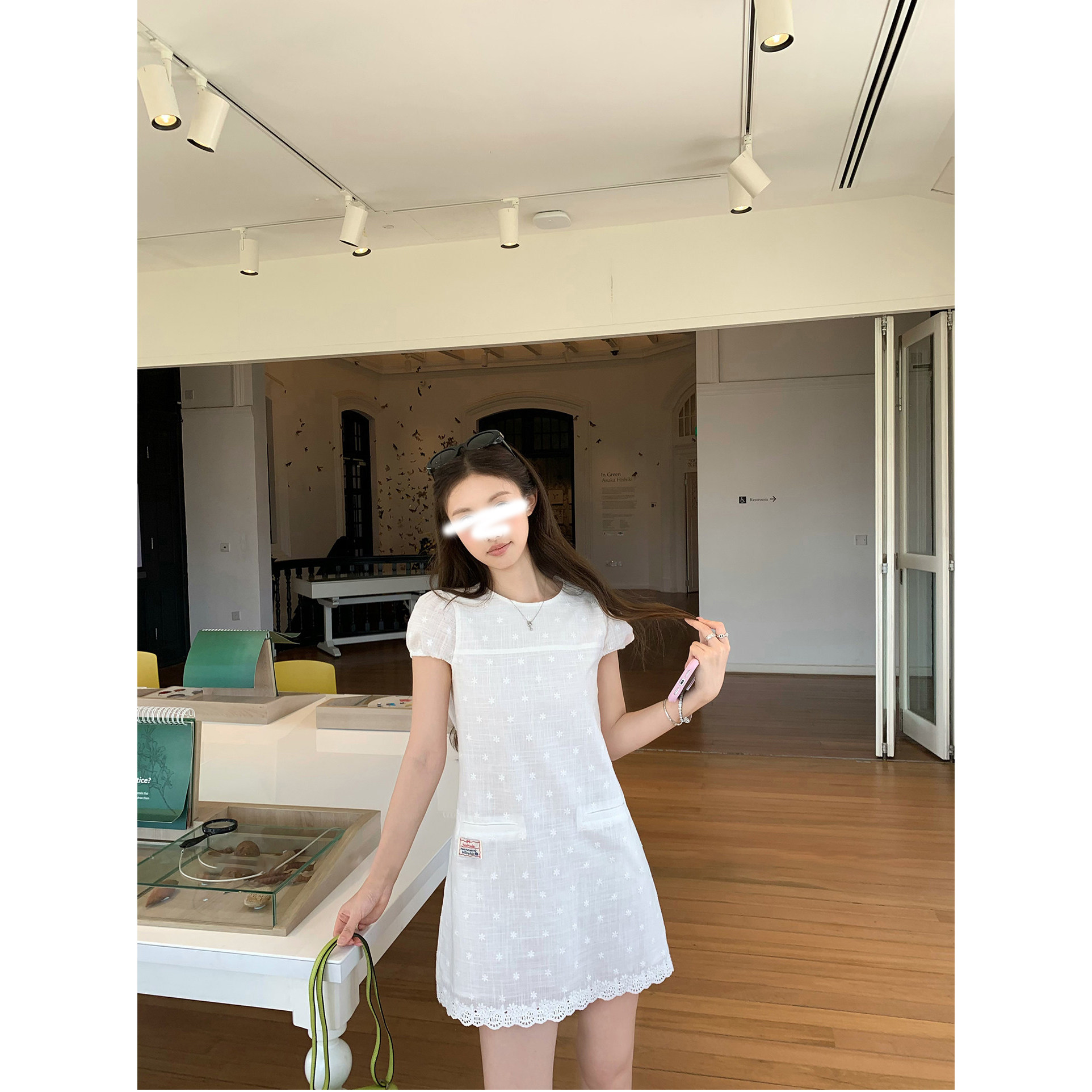 '农场少女'欧阳娜娜同款 法式泡泡袖连衣裙莱赛尔亚麻直筒连衣裙
