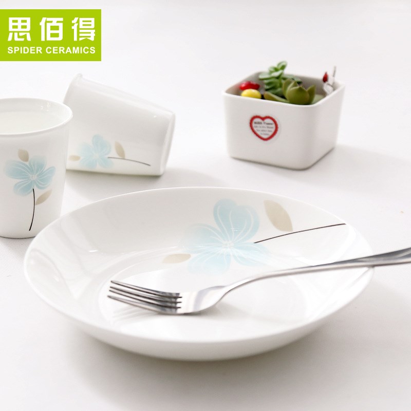 创意骨瓷餐具盘子韩式圆汤盘8英寸饭盘创意家用菜盘陶瓷盘