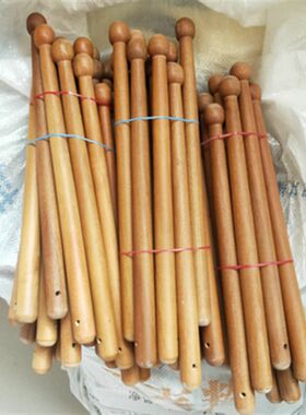 24厘米枣木心腰鼓槌实木木质腰鼓棒送红绸腰鼓锤民族打腰鼓小鼓