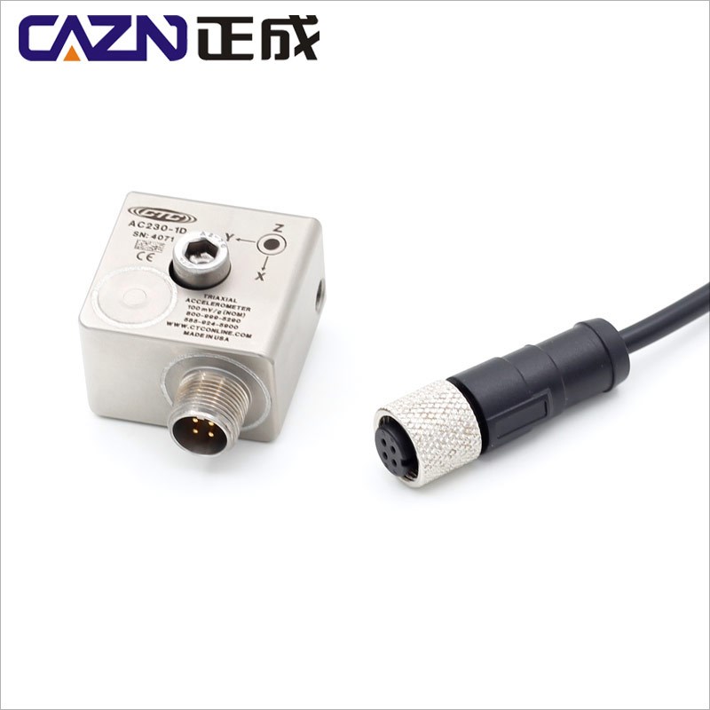 CTC 4芯插头插座三轴加速度传感器连接器7/16牙 1/2螺牙M12连接器
