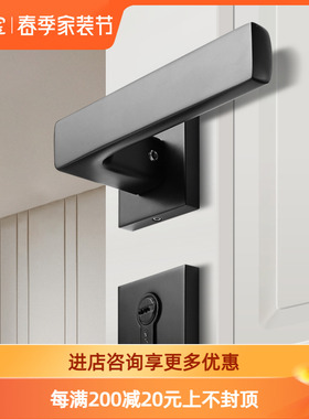 KLC卧室静音房门锁室内门锁三件套黑色美式卫生间通用型家用锁具