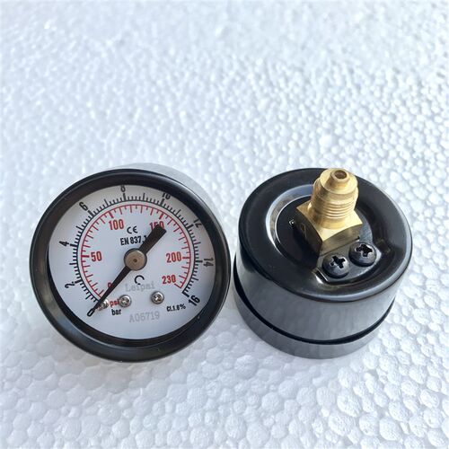 轴向双刻度压力表 一格0.2bar 压力0~16bar 0~230psi 直径40mm