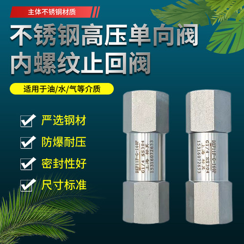 DXF11F-160P不锈钢直通式单向阀止回阀气体油水高压防倒流止回阀