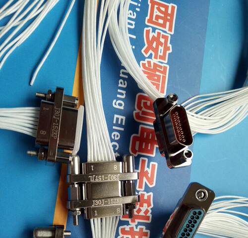 J30J矩形连接器J30J-15TJ-3M  15芯航空插头 线长可订
