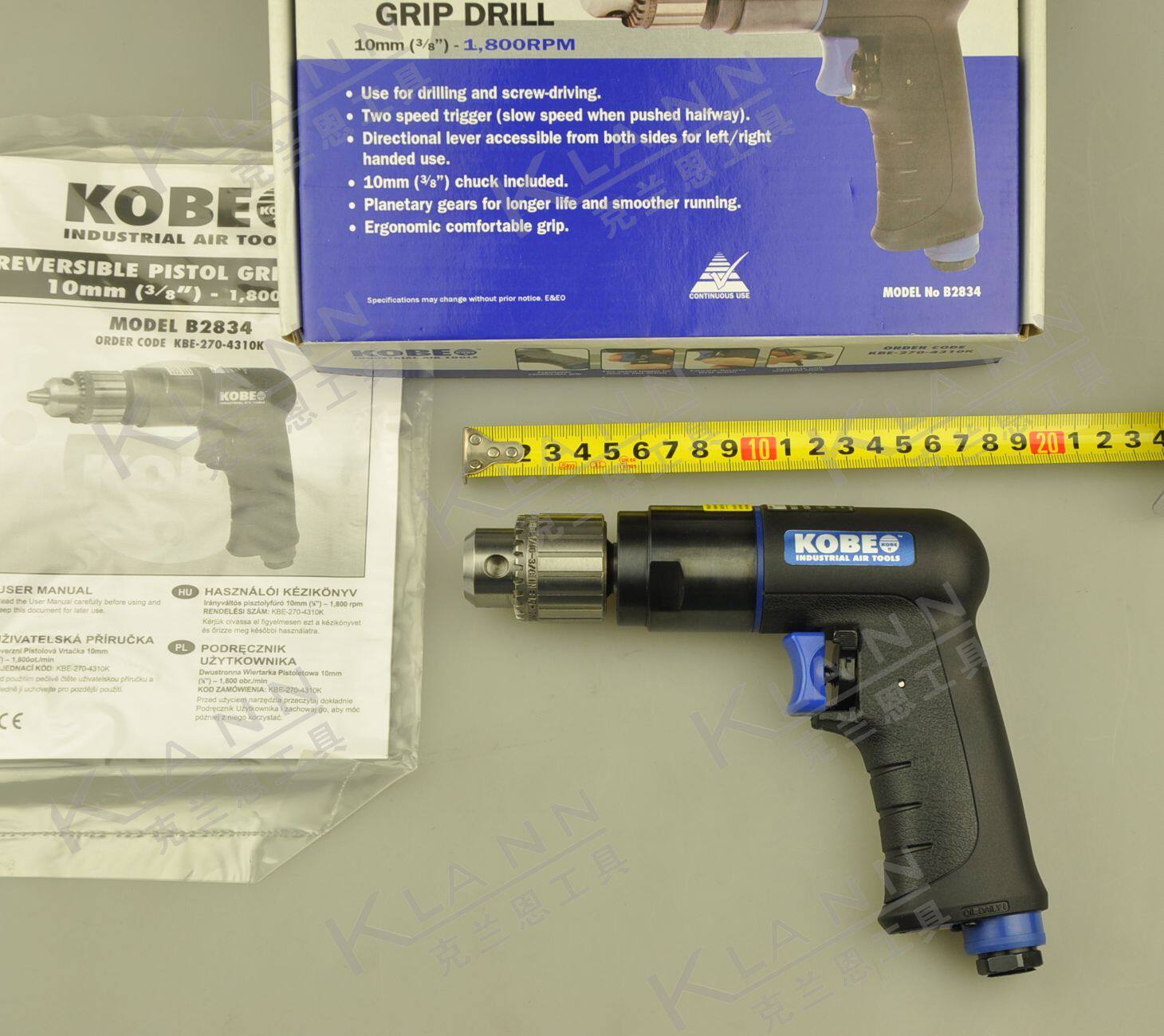 英国KOBE 工业级手枪式风钻 气钻KBE-270-4310K 克伦威尔气动工具