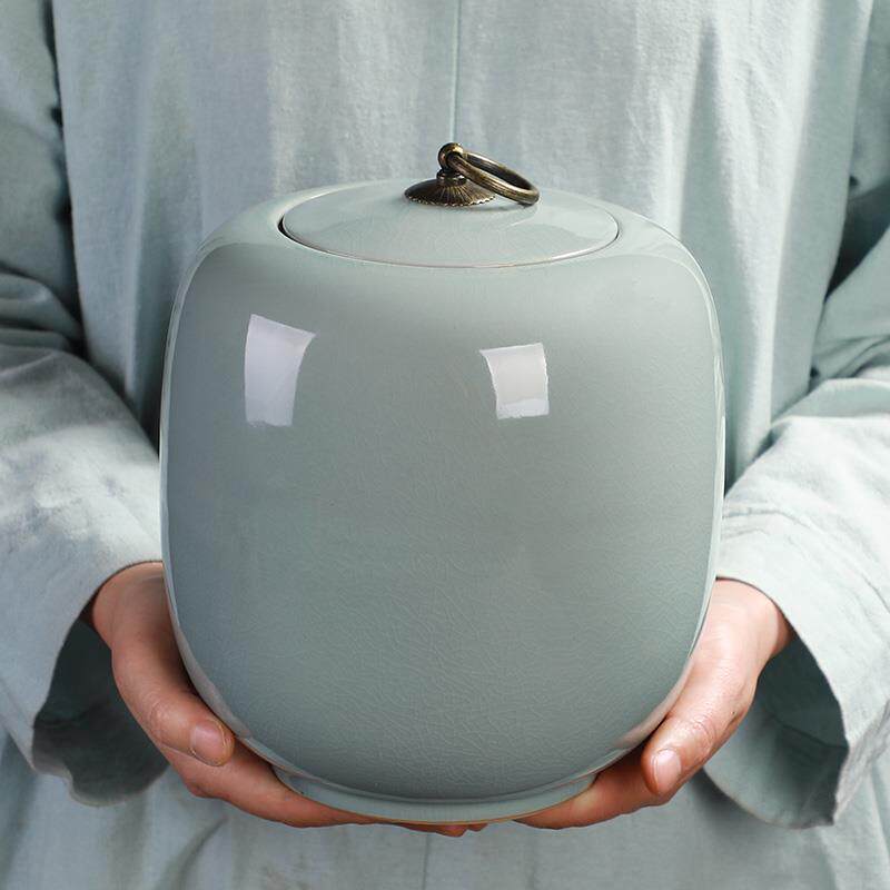 哥窑冰裂茶叶罐陶瓷罐存储罐家用特大号密封罐茶盒普洱存茶罐防潮