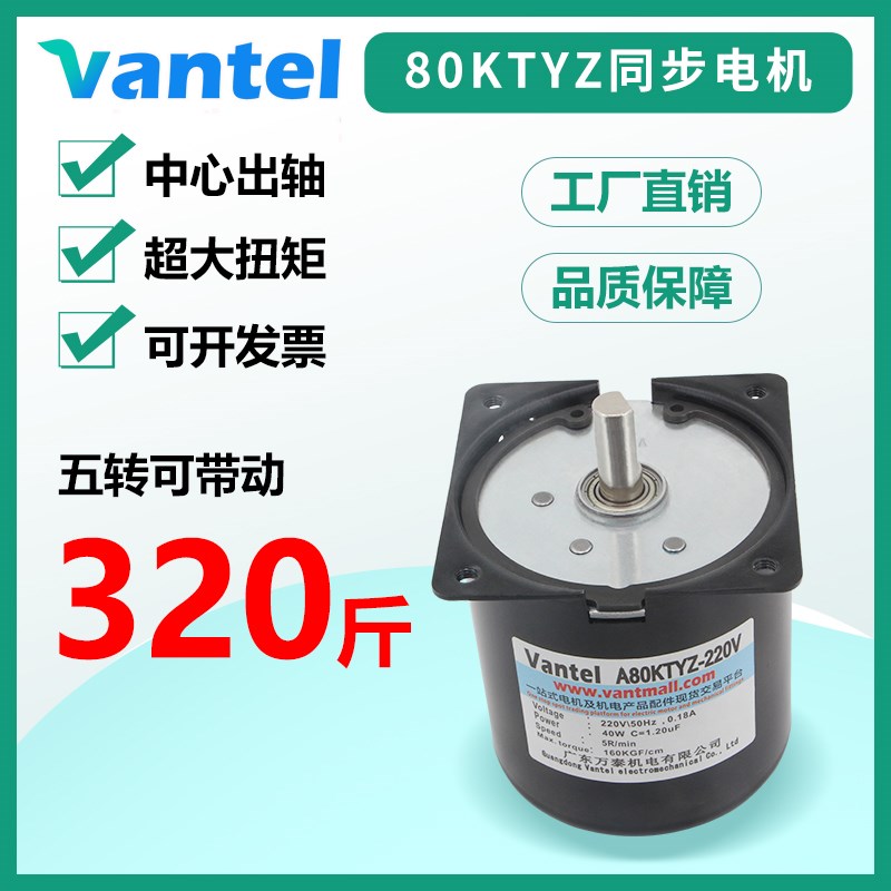 80KTYZ交流同步电机40W微型低速正反转电动机齿轮减速大扭力马达