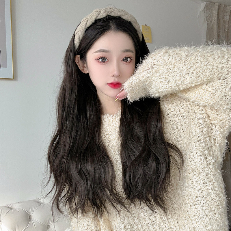发箍假发一体时尚假发女长发高颅顶真发全真人发自然网红全头套