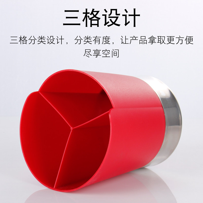 奶茶店装放吸管和筷子的桶筒勺子刀叉收纳创意韩式三格吧台分配盒 - 实物图