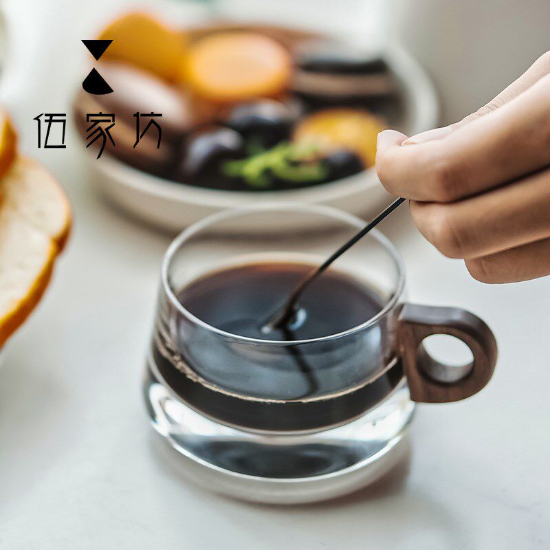伍家坊 水晶玻璃咖啡杯精美下午茶茶杯卡布奇诺咖啡杯日式红茶杯