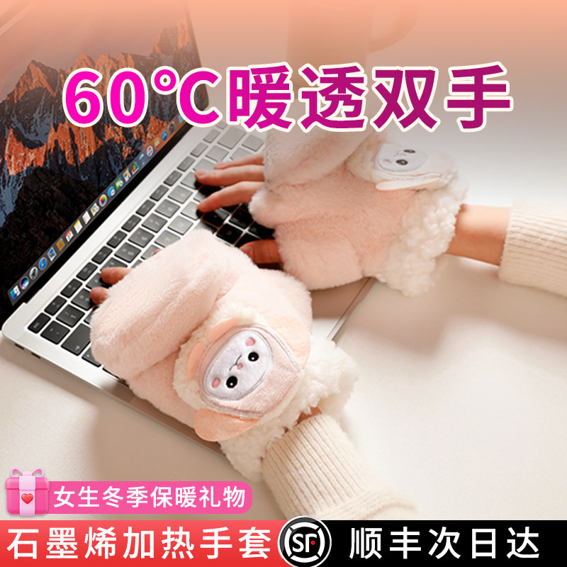 加热手套暖宝宝女生冬季保暖骑行电动车充电款智能发热神器礼物