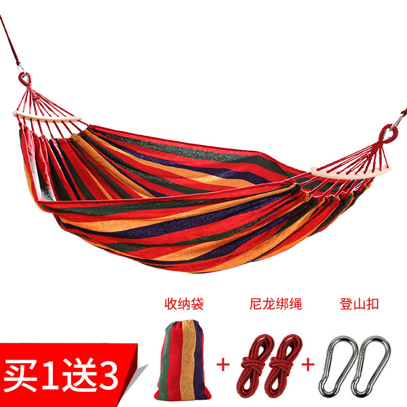 户外吊床单双人休闲帆布吊床野营木棍秋千Outdoor hammock