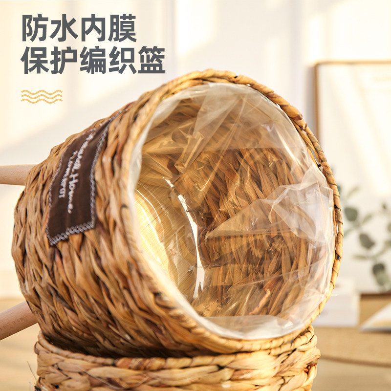 北欧编织花盆草编筐插花绿植竹篮家居装饰落地装饰外壳藤编花盆图片