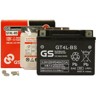 现货进口GS GT4L-BS 12V3AH适用于各种摩托车启动型电瓶蓄电池