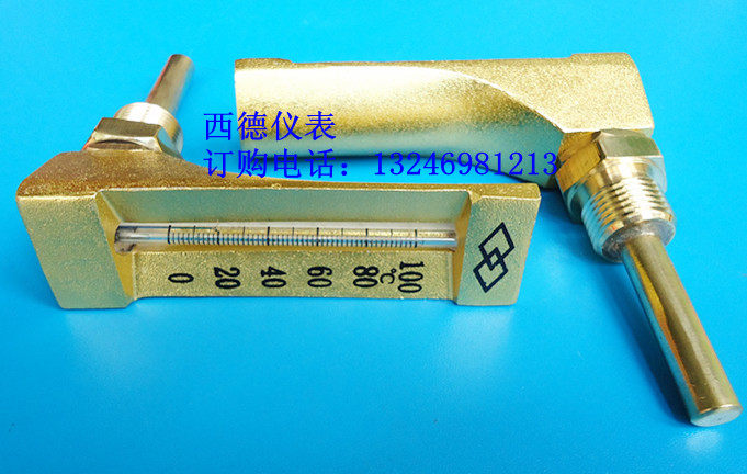 V型0-100度金属套温度计,管道温度计,空调温度计,船用温度计