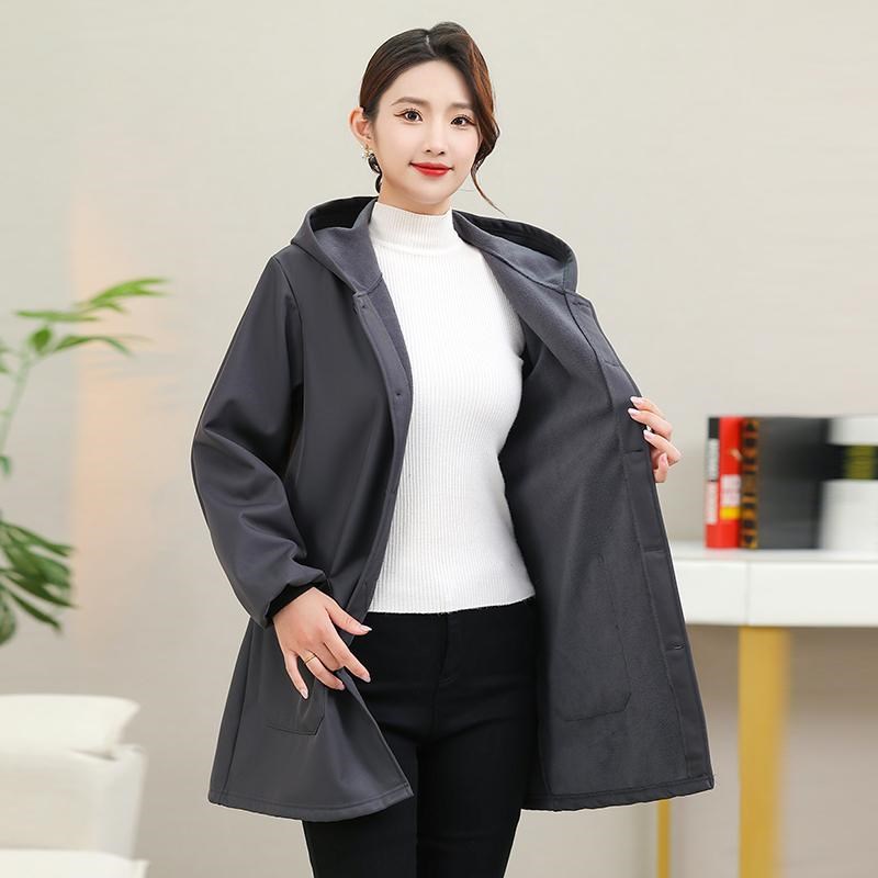 秋冬季罩衣女士加绒外套外穿工作服围裙耐脏防水防油大口袋加大码
