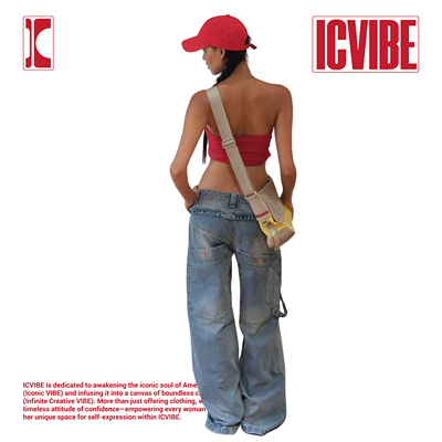ICVIBE Hip-pop巨星计划·超大后袋baggy宽松cargo工装牛仔裤
