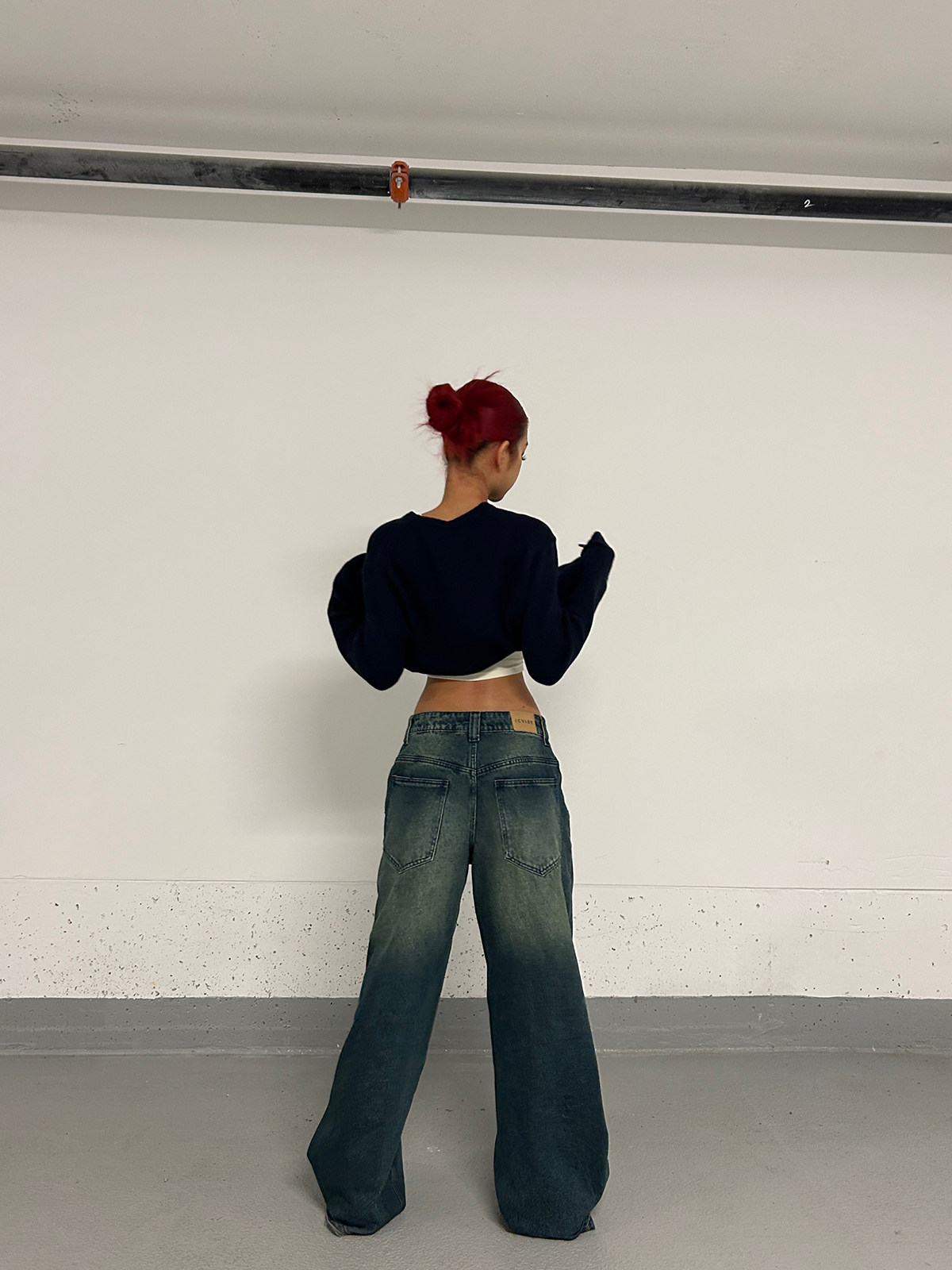 ICVIBE FASHIONABLE GIRLS BAGGY SKATEBOARD PANTS · FILM-LIKE YELLOW AND BLUE WASHED SILHOUETTE SLIM JEANS