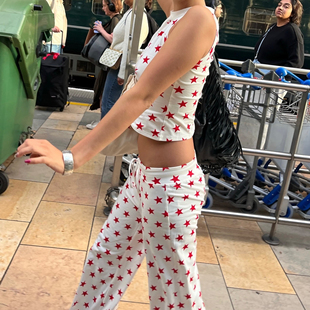 朋克甜心·海报红星星背心阔腿裤 套装