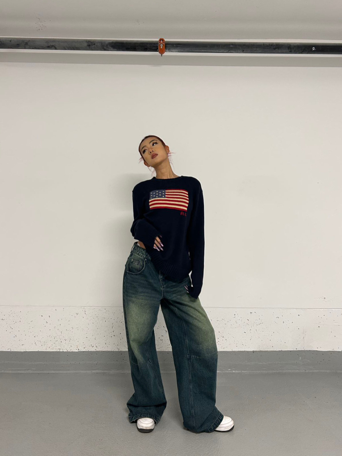 ICVIBE FASHIONABLE GIRLS BAGGY SKATEBOARD PANTS · FILM-LIKE YELLOW AND BLUE WASHED SILHOUETTE SLIM JEANS