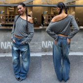 ICVIBE 线条感锥形竹节牛仔裤 时髦廓形·时髦精新宠 后腰调节