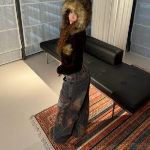 高难度baggy牛仔裤 灰色做旧水洗 工业浪漫·铁锈斑驳 ICVIBE