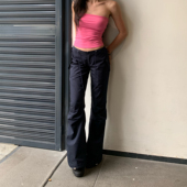 ·Aqua藏蓝微喇低腰神裤 机能进化版 纸袋裤