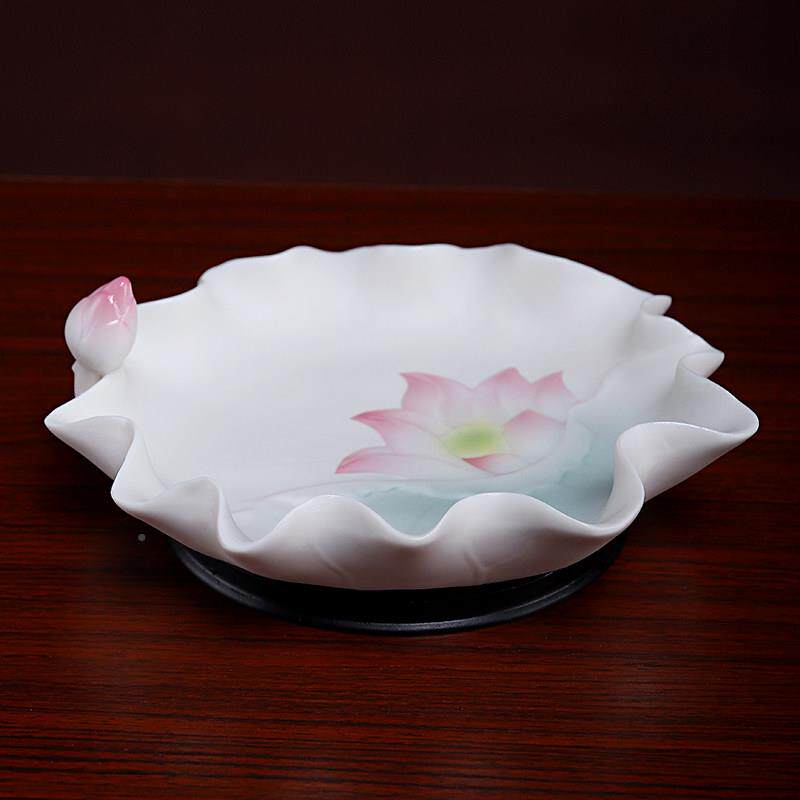 戴果玉D14-100堂陶瓷莲花佛供盘供佛果水果盘前贡品盘上供家用供
