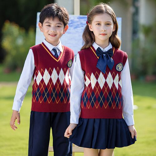 英伦风校服套装小学生毛衣开衫春秋套装一年级儿童班服幼儿园园服