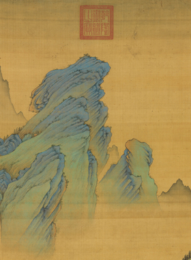 仇英春山吟赏图高清国画微喷山水画客厅书房玄关茶室装饰卷轴挂画