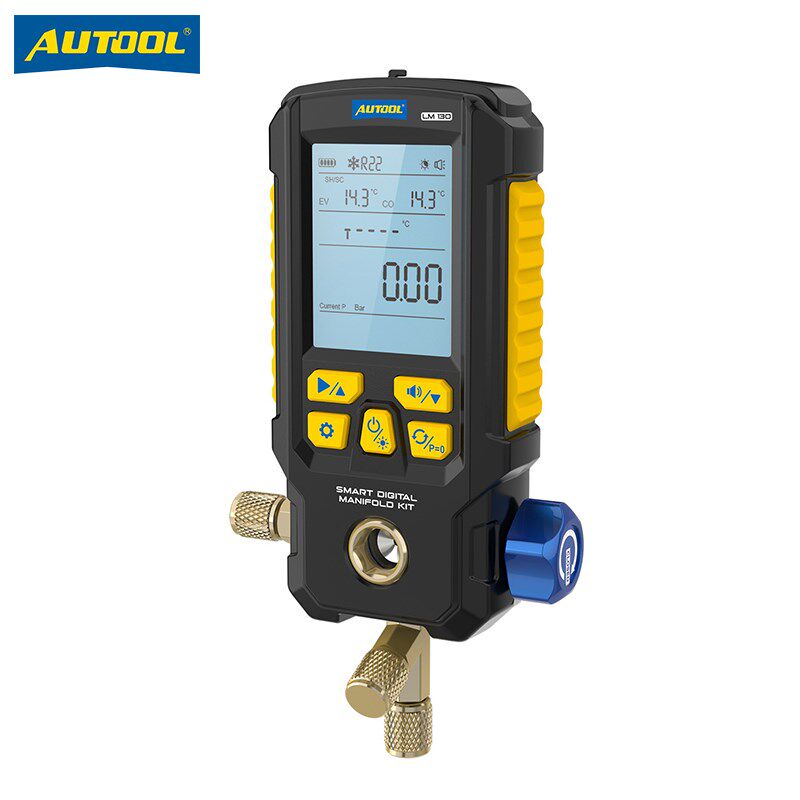 AUTOOL LM130智能冷媒表汽车空调加氟表雪种压力表保压测漏工具