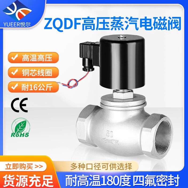 不锈钢蒸汽电磁阀先导式耐高温高压管道控制开关阀门AC220VDC24V