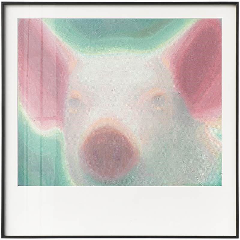 刘艺超x仟象映画现m代单幅卧室装饰画 玄关壁画酒店手工艺术画猪