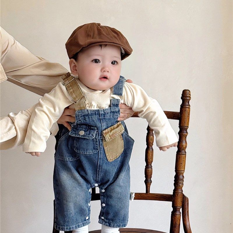 2025新款婴h幼儿秋装时尚西式婴儿工装裤两件套春秋款帅气郊游服