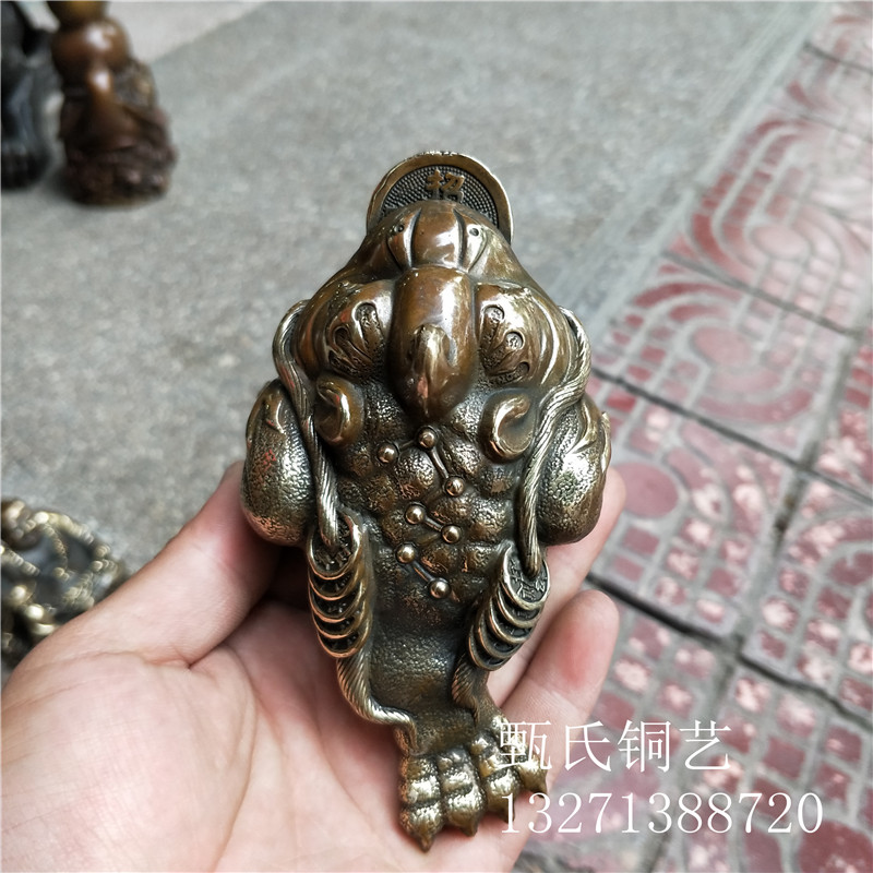 金蟾纯黄铜铜器精品家具客厅办公室汽车内饰摆件茶宠小手把件