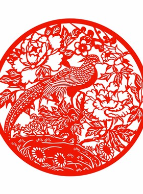 花鸟窗花静电贴纸喜庆吉祥装饰剪纸玻璃贴窗户双面红色擦水贴