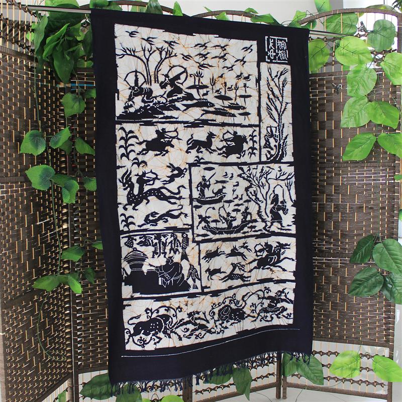 传统蜡染画民族特色工艺品餐厅酒吧装饰壁画可做门帘古典布艺壁挂