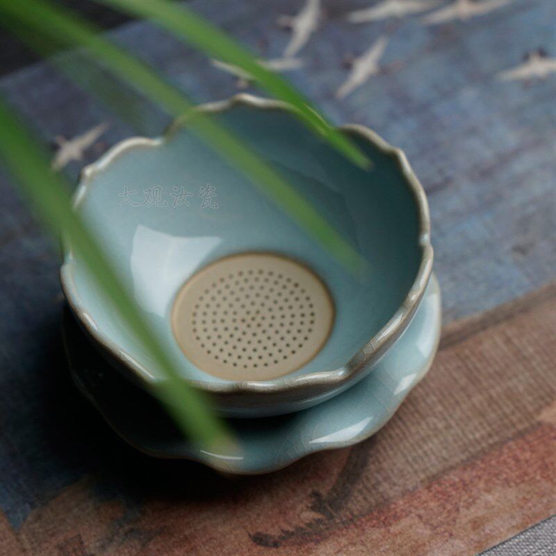 汝州原产地大观汝瓷茶具 莲花茶漏 一级品朱家汝窑朱法喜玛瑙入釉